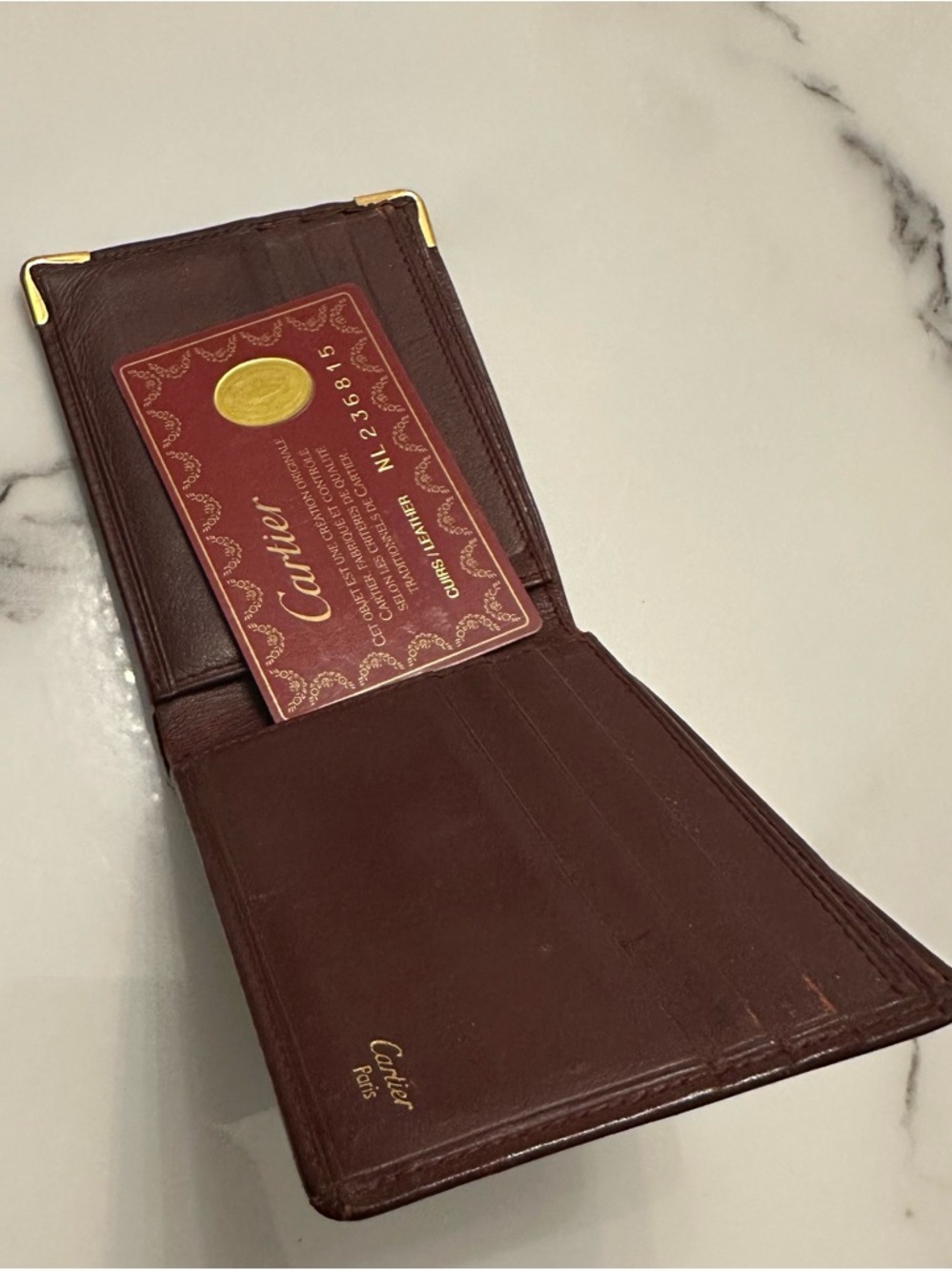 Cartier Brown Leather Card & Key Holder with Gold Accents